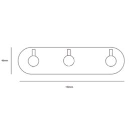 Eclipse 3-Hook Coat Rail Polished Stainless Steel 191mm x 48mm
