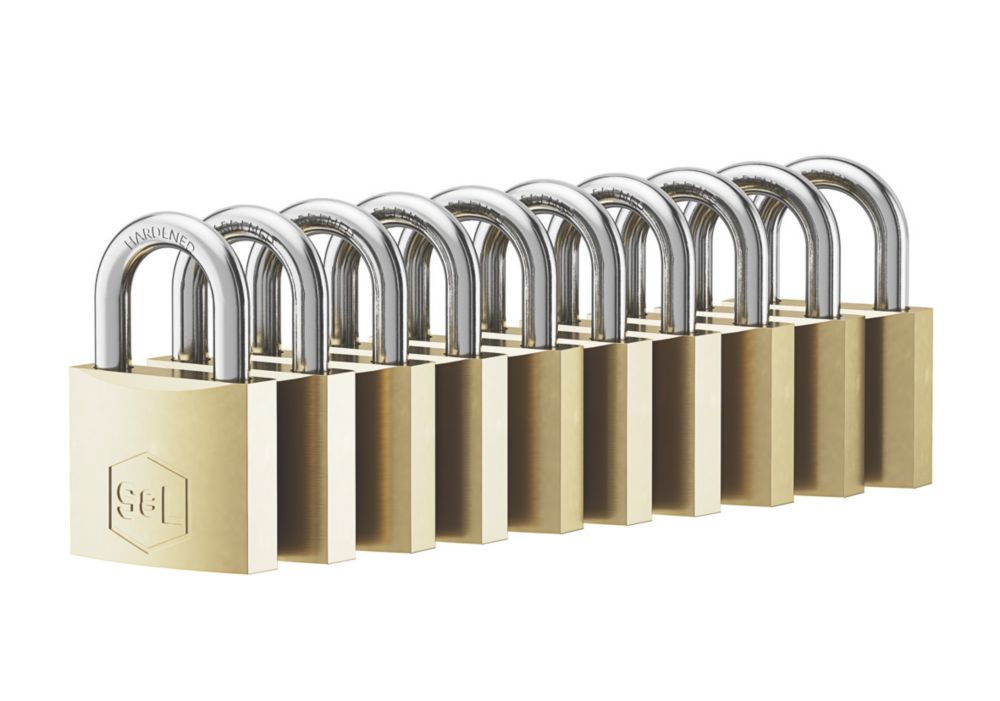Smith & Locke Brass Keyed Alike Padlock 30mm 10 Pack Screwfix