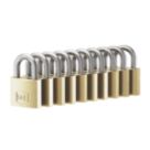 Smith & Locke  Brass Keyed Alike    Padlocks 30mm 10 Pack