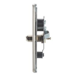 Contactum Lyric 2-Gang F-Type Satellite Socket Brushed Steel with Black Inserts