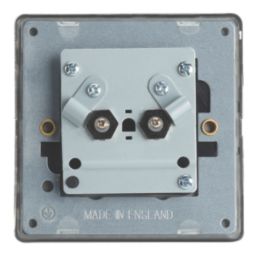 Contactum Lyric 2-Gang F-Type Satellite Socket Brushed Steel with Black Inserts