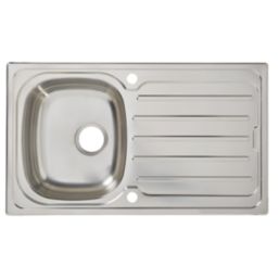 Essentials  1 Bowl Stainless Steel Kitchen Sink & Drainer  860mm x 500mm