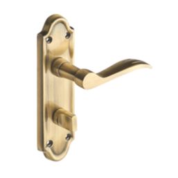 Designer Levers Kennington Fire Rated Lever Bathroom Door Handle Pair Antique Brass