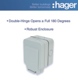 Hager Sollysta WXPSS81 IP66 13A 1-Gang 2P+E Weatherproof Outdoor Switched Socket