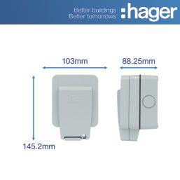 Hager Sollysta WXPSS81 IP66 13A 1-Gang 2P+E Weatherproof Outdoor Switched Socket