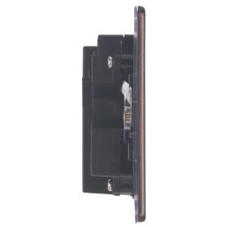 Varilight  13AX 2-Gang Unswitched Socket + 2.1A 10.5W 2-Outlet Type A USB Charger Mocha with Black Inserts