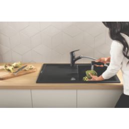 Grohe QuickFix Start  Low-Spout Pull-Out Kitchen Tap Matt Black