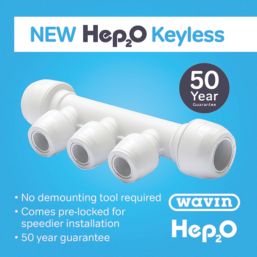 Hep2O  Plastic Push-Fit Reducing 3 Port Keyless Manifold (Same Side) 22mm x 15mm