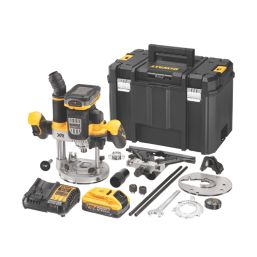 DEWALT DCW620H2-GB 18V 2 x 5Ah Li-Ion PowerStack 1/4" & 1/2" Brushless Cordless Plunge Router