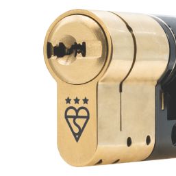 Smith & Locke Fire Rated 3 Star Diamond Double Cylinder Lock 35-35 (70mm) Polished Brass