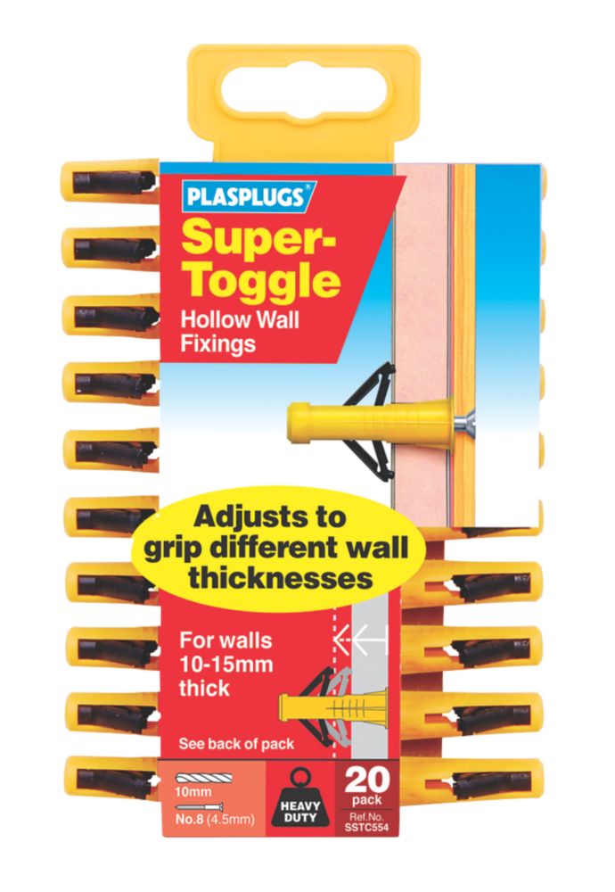 Plasplugs Hollow Wall Fixings 10mm x 37mm 20 Pack Screwfix