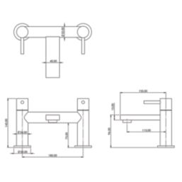 ETAL Blake Copper 145mm Deck Mounted Lever 2 Tap Holes Bath Mixer Tap