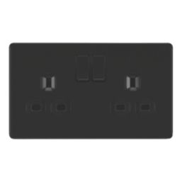 LAP  13A 2-Gang DP Switched Sockets Matt Black  with Black Inserts 5 Pack