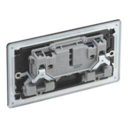 LAP  13A 2-Gang DP Switched Sockets Matt Black  with Black Inserts 5 Pack