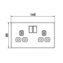 LAP  13A 2-Gang DP Switched Sockets Matt Black  with Black Inserts 5 Pack
