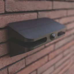 Lutec Aero Outdoor LED Solar Wall Light With PIR Sensor Black 940lm
