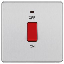 LAP  45A 1-Gang DP Cooker Switch Brushed Stainless Steel with LED