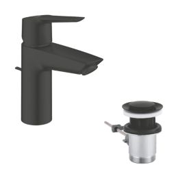 Grohe Start Matt Black 165mm Standard Lever Mono Basin Mixer Tap  With Pop-Up Waste