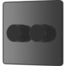 British General Evolve 2-Gang 2-Way LED Trailing Edge Double Push Dimmer with Rotary Control  Black Chrome
