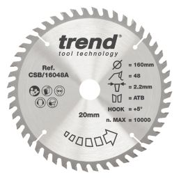 Trend CSB/16048A Wood Plunge Saw Blade 160mm x 20mm 48T
