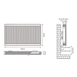 Flomasta 700mm x 900mm 3330BTU White Type 11 Convector Radiator