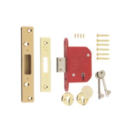 ERA Fire Rated  Brass Effect BS 5-Lever Mortice Deadlock 64mm Case - 44mm Backset