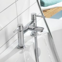 Aqualisa Uptown Chrome 143mm Deck Mounted Dual Control Manual Shower Mixer Tap