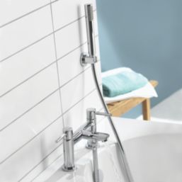 Aqualisa Uptown Chrome 143mm Deck Mounted Dual Control Manual Shower Mixer Tap