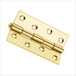 Smith & Locke Polished Brass  Door Hinge 90mm x 57mm 2 Pack
