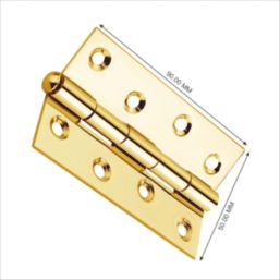 Smith & Locke Polished Brass  Door Hinge 90mm x 57mm 2 Pack