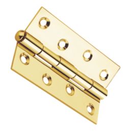Smith & Locke Polished Brass  Door Hinge 90mm x 57mm 2 Pack