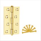 Smith & Locke Polished Brass  Door Hinge 90mm x 57mm 2 Pack