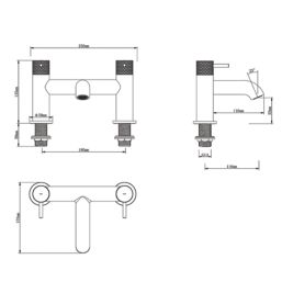 Swirl Melba Chrome 185mm Deck Mounted Lever 2 Tap Holes Bath Mixer Tap