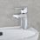 Swirl Caldew Silver 121mm Cloakroom Round Head Mono Basin Mixer Tap  With Clicker Waste