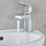 Swirl Caldew Silver 121mm Cloakroom Round Head Mono Basin Mixer Tap  With Clicker Waste