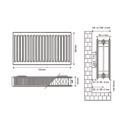 Flomasta 500mm x 700mm 3515BTU White Type 22 Convector Radiator