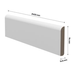 Essentials Primed MDF Round & Bullnose Skirting Board 2400mm x 94mm x 14.5mm 4 Pack