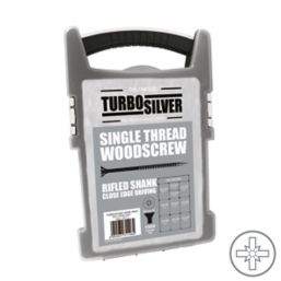 Turbo Silver  PZ Double-Countersunk Woodscrews Grab Pack 1000 Pcs