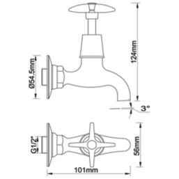 Essentials  Bib Cross Head Taps Chrome 1 Pair