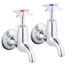 Essentials  Bib Cross Head Taps Chrome 1 Pair