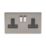 Varilight  13AX 2-Gang DP Switched Plug Socket Slate Grey  with Black Inserts