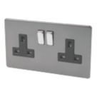 Varilight  13AX 2-Gang DP Switched Plug Socket Slate Grey  with Black Inserts