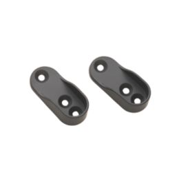 Rail & Tube Solutions Oval End Support Brackets Black 15mm 2 Pack