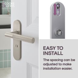 Cooke & Lewis Damgan WC Lever on Backplate Door Handles Pair Satin Nickel