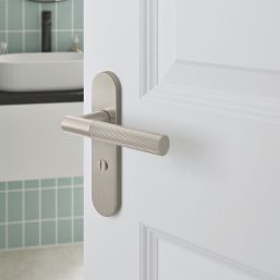 Cooke & Lewis Damgan WC Lever on Backplate Door Handles Pair Satin Nickel