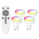 Aurora Aone  GU10 RGB & White LED Bluetooth Light Bulbs with Remote 5W 300lm 5 Piece Set