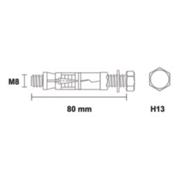 Easyfix Bolt Head Shield Anchors M8 x 80mm 5 Pack