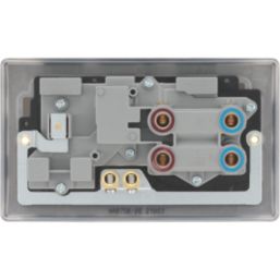 British General Nexus Metal 45A 2-Gang DP Cooker Switch & 13A DP Switched Socket Antique Brass with LED with Black Inserts