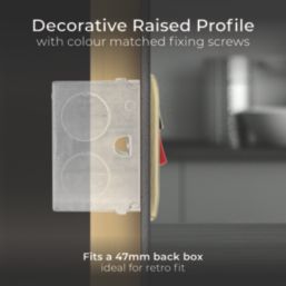 British General Nexus Metal 45A 2-Gang DP Cooker Switch & 13A DP Switched Socket Antique Brass with LED with Black Inserts