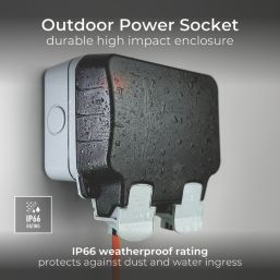 British General  IP66 13A 2-Gang SP Weatherproof Outdoor Switched Socket